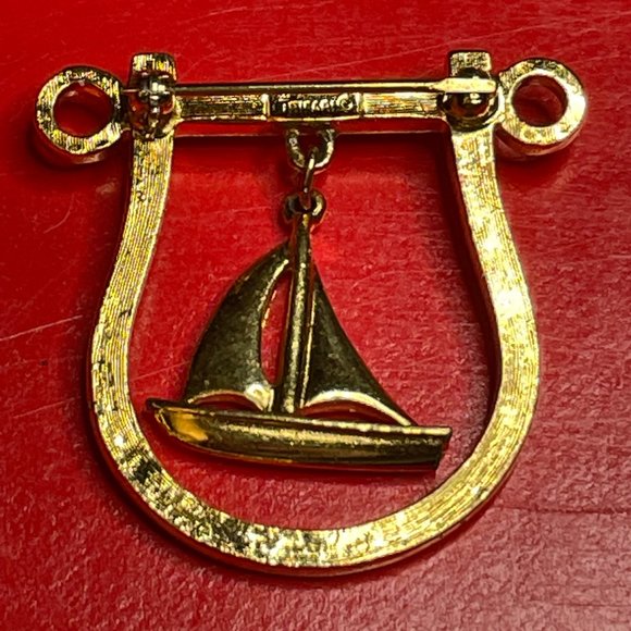 VTG Trifari Sail Boat Pin (Gold Tone) - Picture 5 of 8